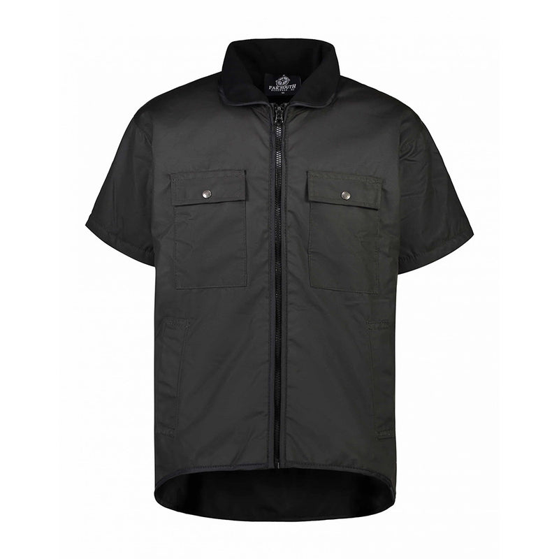 Load image into Gallery viewer, Far South Orepuki Short Sleeved Oilskin Vest features fleece lining, short sleeves, and practical top chest and side pockets, embodying New Zealand craftsmanship. Ideal for safety-focused, durable workwear needs.