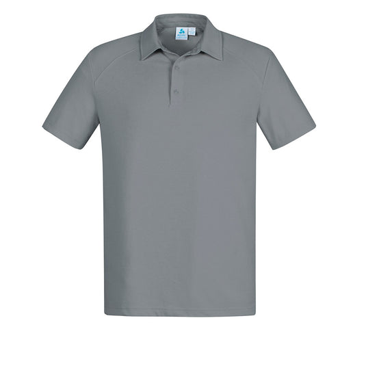 Biz Byron Short Sleeve Polo Shirt with modern self-fabric collar and button placket, featuring a loose pocket, crafted from a cotton-rich jersey for a luxe, breathable feel, ideal for workplace comfort.