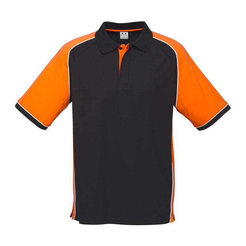 Load image into Gallery viewer, Biz Nitro Short Sleeve Polo Shirt featuring bold contrast panels and piping, designed with durable pique fabric. Includes knitted collar, cuffs, and side splits, ideal for team or business identification.