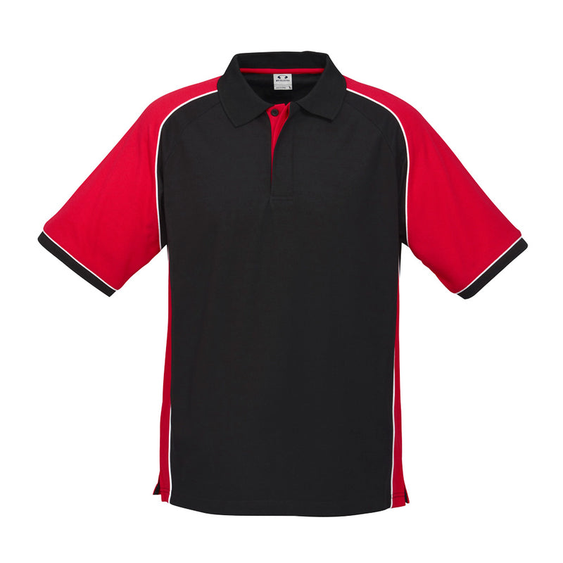 Load image into Gallery viewer, Biz Nitro Short Sleeve Polo Shirt, featuring bold contrast panels and durable pique fabric, designed for easy identification and comfort. Includes knitted collar, cuffs, and a loose pocket for functionality.
