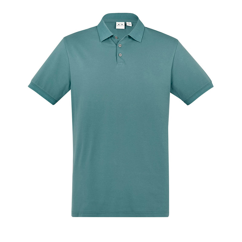 Load image into Gallery viewer, Biz Mens City Short Sleeve Polo featuring a waffle knit collar and cuff, pearlised buttons, and a longer length with side splits. Ideal for comfort and style in active and professional settings.