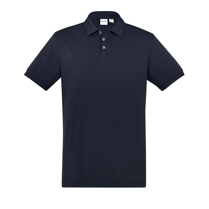 Load image into Gallery viewer, Biz Mens City Short Sleeve Polo featuring a waffle knit collar and cuffs, crafted from breathable cotton with elastane. Designed for comfort and style, ideal for professional and active settings.