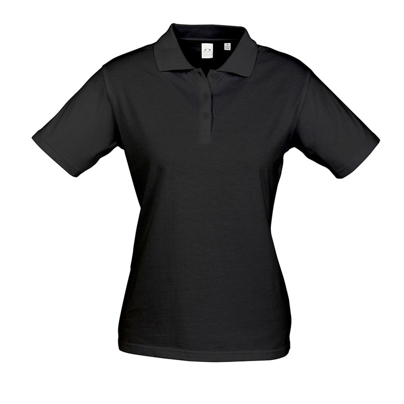 Load image into Gallery viewer, Biz Ladies Ice Cotton Polo Shirt featuring a knitted collar with slimline placket, twin needle stitched sleeves, and hem, designed for professional styling and easy re-branding in workplace settings.