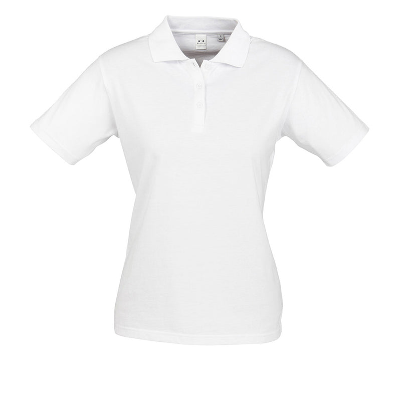 Load image into Gallery viewer, Biz Ladies Ice Cotton Polo Shirt featuring a matching knitted collar with slimline placket, twin needle stitched sleeves and hem, and a taped shoulder, ideal for workplace uniforms from Active Safety.