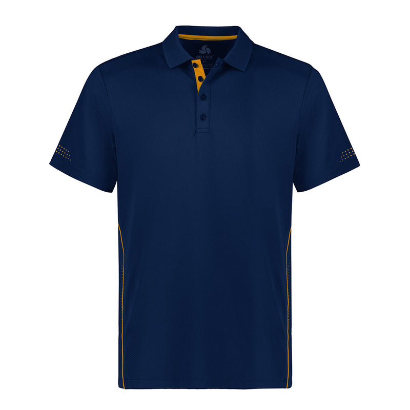 Load image into Gallery viewer, Biz Mens Balance Short Sleeve Polo Shirt with flat knitted collar, dynamic contrast piping, and unique torso and back neck prints, designed for comfort and performance, ideal for active safety environments.
