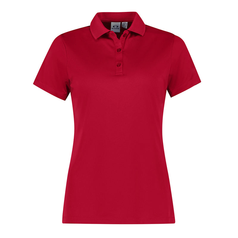 Load image into Gallery viewer, Biz Womens Action Short Sleeve Polo features a breathable sports knit design with a self-fabric collar and recycled pearlized buttons, ideal for sustainable and stylish workwear from Active Safety.