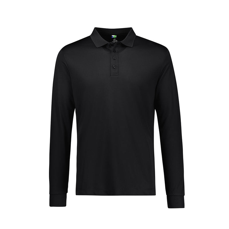 Load image into Gallery viewer, Biz Mens Action Long Sleeve Polo made of 100% recycled polyester offers a breathable sports knit with a self-fabric collar and loose pocket, perfect for active safety workwear.