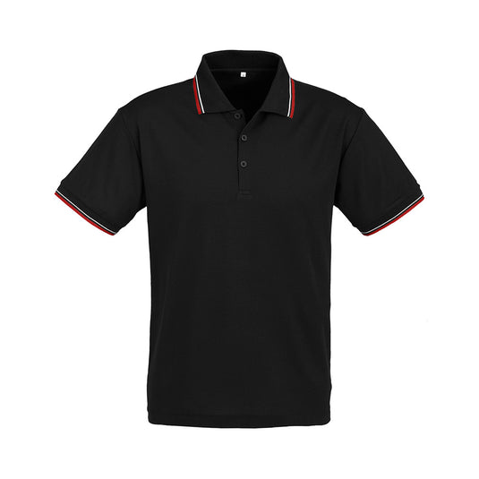 Biz Cambridge Short Sleeve Polo, featuring a classic twin-striped collar and cuff, crafted with a cotton-backed fabric for comfort and a loose pocket, ideal for workplace uniforms at Active Safety.