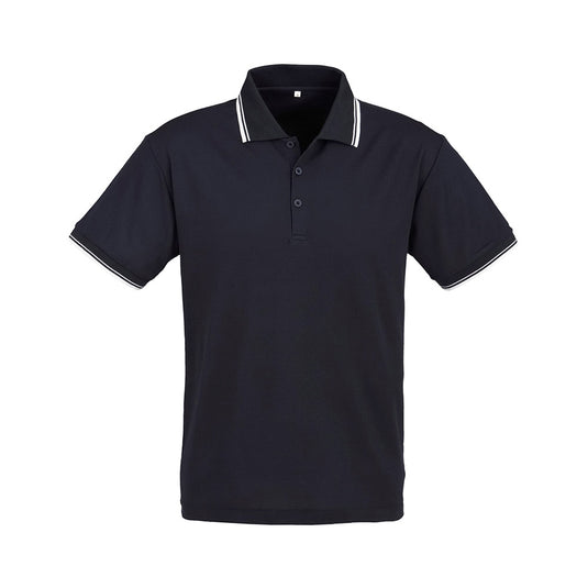 Biz Cambridge Short Sleeve Polo featuring a cotton-backed fabric for comfort, with a classic twin striped collar and cuffs. Designed for everyday wear, it includes a loose pocket for practicality.