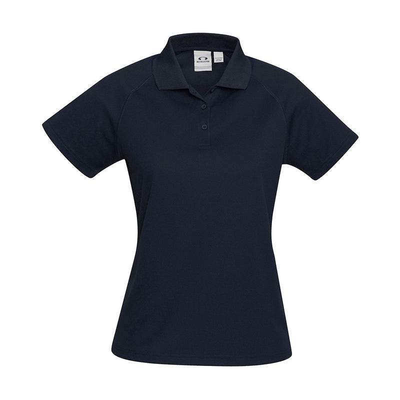 Load image into Gallery viewer, Biz Womens Sprint Short Sleeve Polo featuring a breathable BIZ COOL™ mesh knit. Designed with a matching collar, durable raglan sleeves, and a slimline placket, ideal for active work environments.