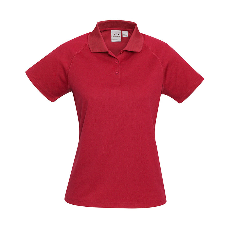 Load image into Gallery viewer, Biz Womens Sprint Short Sleeve Polo features a simple, breathable mesh knit design with a durable raglan sleeve and slimline placket, ideal for active and safety-focused environments.