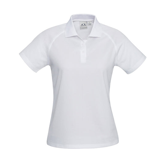Biz Womens Sprint Short Sleeve Polo featuring a breathable mesh knit with a slimline placket and durable raglan sleeves, ideal for active use in safety-oriented environments.