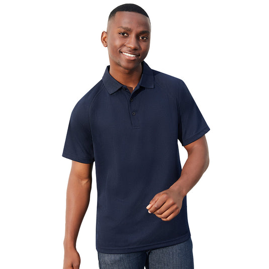 Biz Sprint Polo Short Sleeve with breathable mesh fabric, featuring a knitted collar and durable raglan sleeves, ideal for active and safety-focused work environments. Includes a loose pocket for convenience.