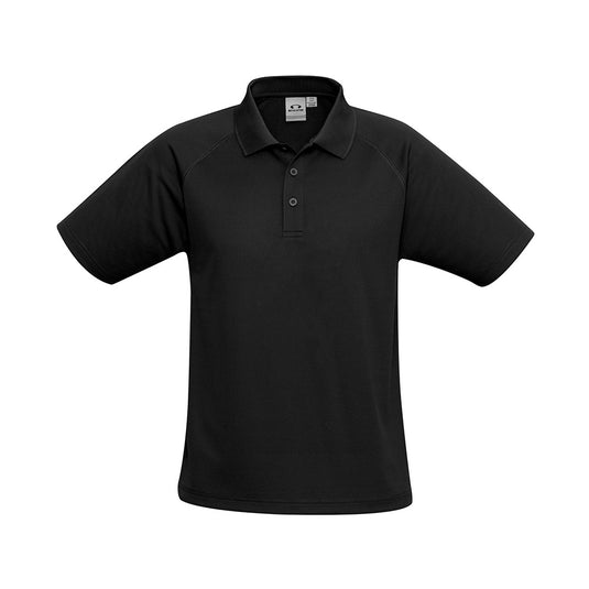 Biz Sprint Polo Short Sleeve made of BIZ COOL™ breathable mesh fabric, featuring a matching knitted collar, durable flat lock raglan sleeves, and a loose pocket, ideal for active and workplace settings.