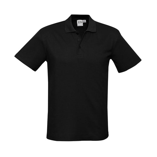 Biz Mens Crew Polo Shirt with a neat pique knit design, featuring a classic collar and durable top-stitched sleeves, ideal for workplace uniforms and safety attire.