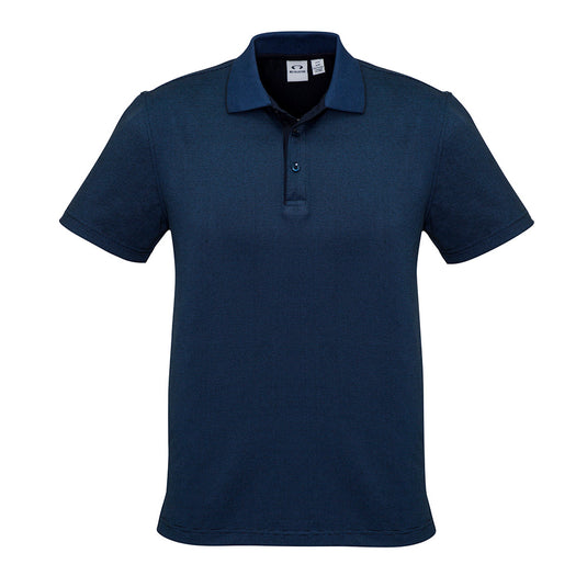 Biz Mens Shadow S/S Polo with sleek knitted jacquard collar and loose pocket. Features a soft-feel, fine stripe pattern ideal for workplace or casual attire, aligning with Active Safety's quality workwear offerings.