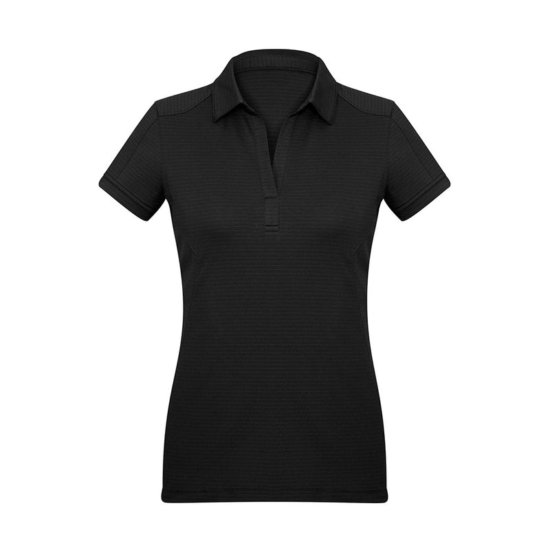 Load image into Gallery viewer, Biz Ladies Profile Polo Shirt featuring a self-fabric collar, shoulder and side panel stitching, and Y-line placket, designed for comfort with breathable materials, suitable for active and professional settings.