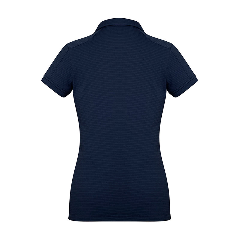 Load image into Gallery viewer, Biz Ladies Profile Polo Shirt featuring shoulder and side panel stitching, Y-line placket, and self-fabric collar and sleeve cuffs, ideal for workplace comfort with its breathable and luxurious jersey knit.