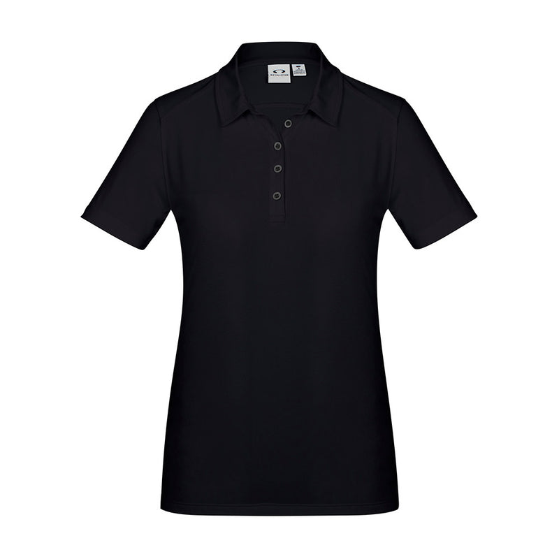 Load image into Gallery viewer, Biz Womens Aero Short Sleeve Polo Shirt features a heathered marle pattern with flat-locked shoulder seams and a self-fabric collar, designed for breathable comfort and durability, perfect for active wear.