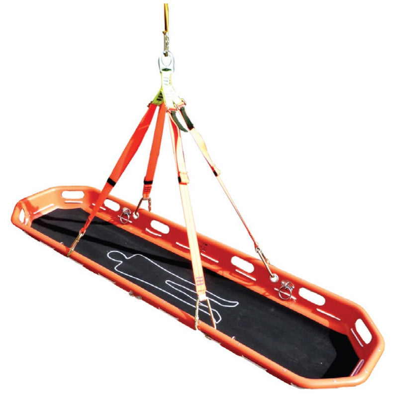 Load image into Gallery viewer, Stretcher Lifting Bridle attached to a stretcher, showcasing its four-legged, adjustable design for safe extrication, reflecting Active Safety's commitment to high-quality safety products and solutions.