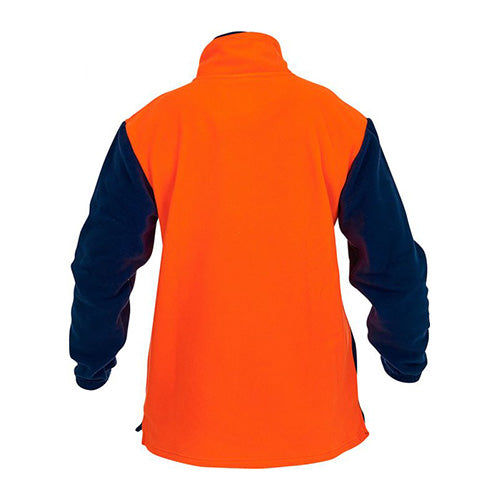 Load image into Gallery viewer, Hi Vis 380gsm Polar Fleece Sweater featuring a durable 100% polyester fabric, generous length, and multiple pockets for functionality, ideal for workplace safety and comfort.