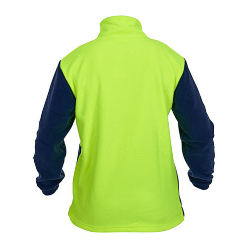 Load image into Gallery viewer, Hi Vis 380gsm Polar Fleece Sweater featuring a heavyweight design with two hand warmer pockets and a loose-hung breast pocket, ideal for safety and comfort in active workplaces.