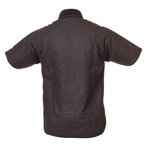 Load image into Gallery viewer, Caution Oilskin Short Sleeve Vest, Brown, featuring a sleek design with a YKK zipper, domed storm flap, and multiple functional pockets, ideal for active safety and workplace protection.