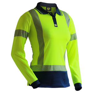 Caution Women’s Hi Vis Long Sleeve Segment Tape Polo image