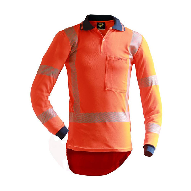 Load image into Gallery viewer, Caution Hi Vis TTMC-W17 Segmented Tape Long Sleeve Microfibre Polo