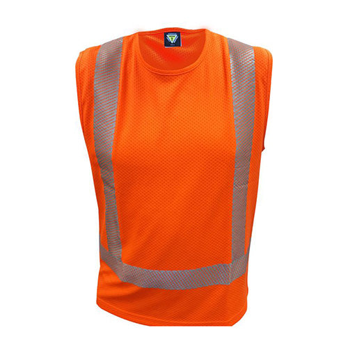Load image into Gallery viewer, Caution TTMC-W17 X-Back Microvent Singlet, featuring reflective X-back tape and generous length for enhanced safety and comfort. This vest is designed with high UV protection, ideal for workplace environments.
