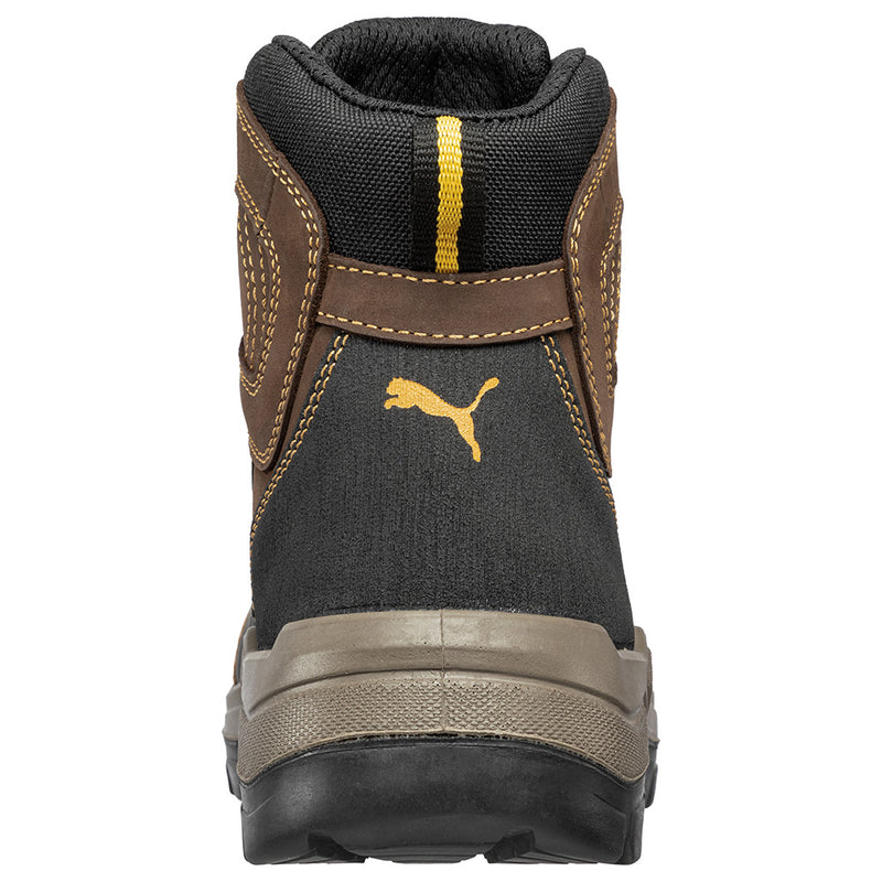 Load image into Gallery viewer, Puma Sierra Nevada Zip Sided Safety Boot, Brown, featuring waterproof waxed leather, fibreglass toe cap, and YKK zip for easy wear, designed for robust protection and comfort in high-risk work environments.