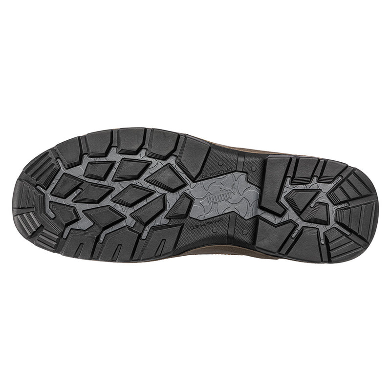 Load image into Gallery viewer, Puma Tanami Slip On Safety Boot, Brown, featuring a scuff cap toe, elastic sides, and water-repellent leather. Metal-free with fibreglass toe cap, heat-resistant outsole, and cushioning gelCELL for shock absorption.