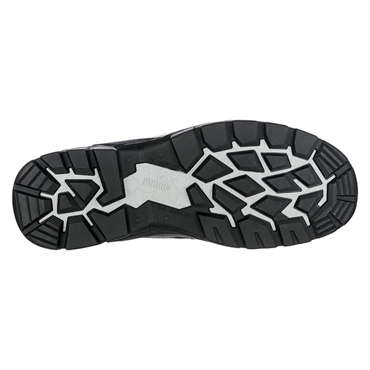 Puma Conquest Zip, Waterproof Safety Boots, Black, feature a high-cut design with premium water-repellent nubuck leather, YKK spiral zip, and lightweight fibreglass toe cap. Ideal for safety-conscious workplaces.