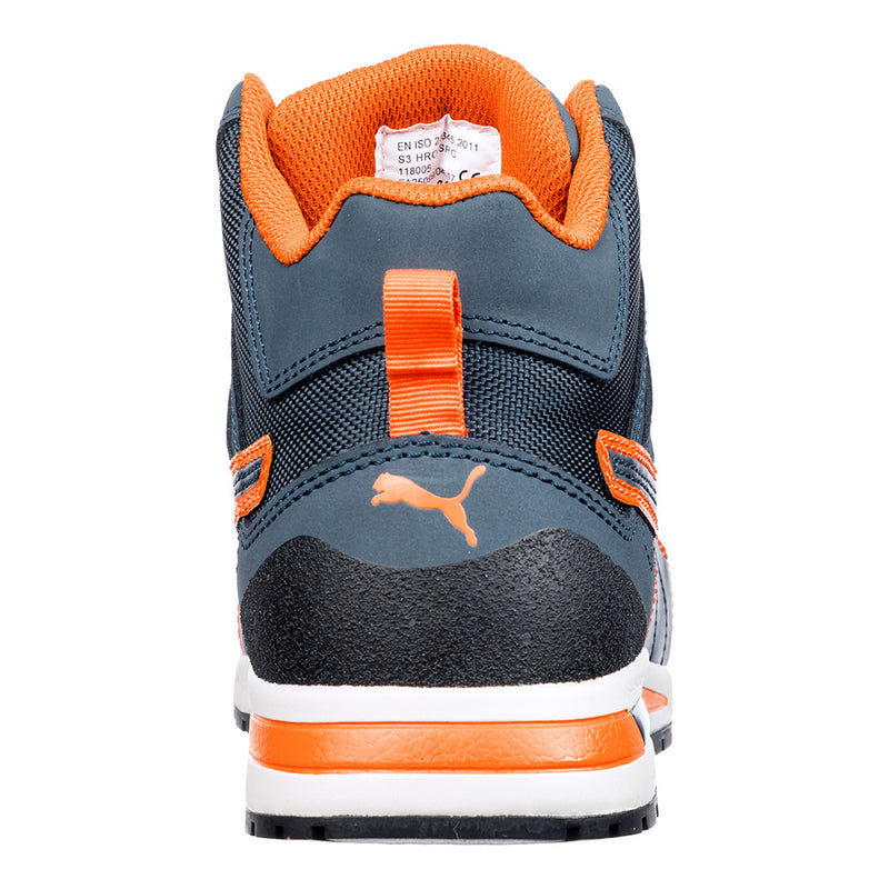 Load image into Gallery viewer, Puma Crosstwist Safety Shoe with nubuck leather upper and scuff cap. Features lightweight composite toe cap, idCell shock absorber in the heel, and heat-resistant outsole, ideal for safety-focused environments.