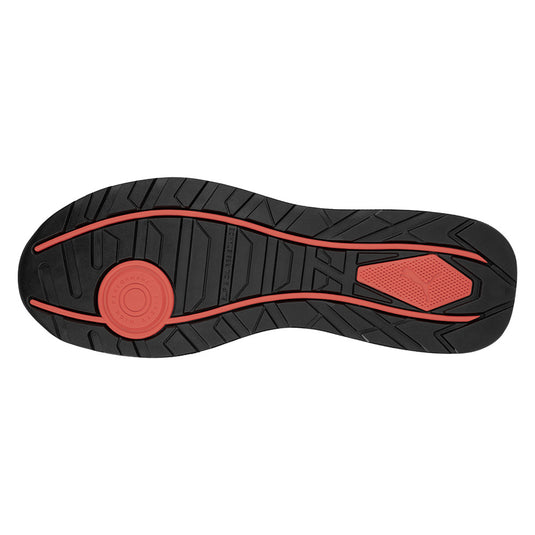 Puma Frontside Safety Shoe, Ivy showcases a sleek, metal-free design with a fibreglass toe cap. Features a triple-density sole for enhanced cushioning and TPU ankle support, ideal for safety-focused environments.