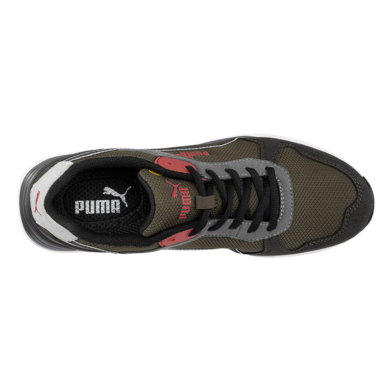 Load image into Gallery viewer, Puma Frontside Safety Shoe, Ivy, showcasing a robust fibreglass toe cap, TPU ankle support, and Urban Effect Triple Density sole for cushioning and energy return; ideal for workplace safety.