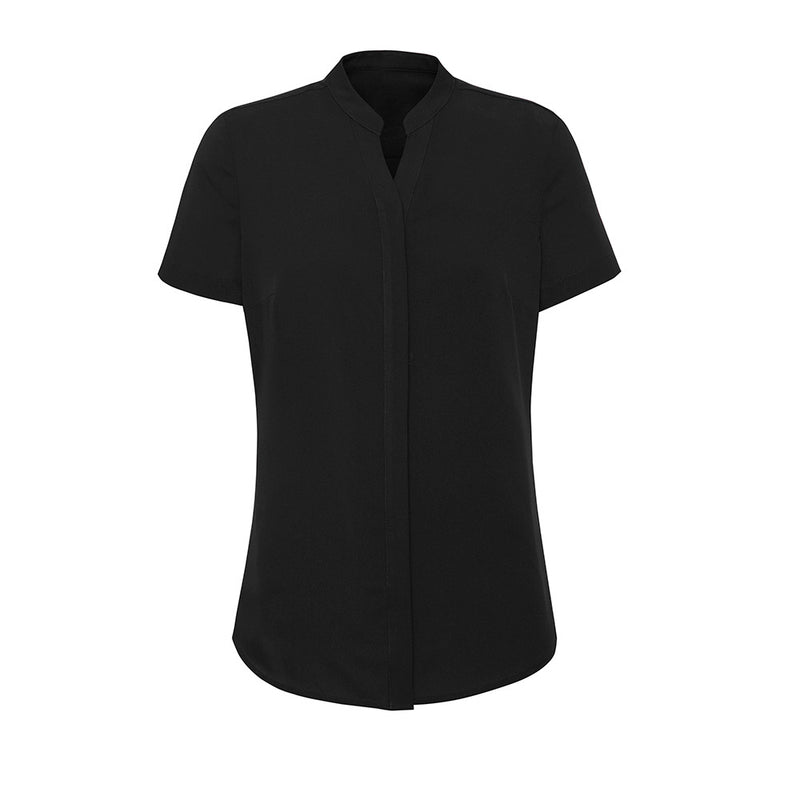 Load image into Gallery viewer, Biz Juliette Women’s Plain Blouse showcasing a sleek, easy fit design with a concealed placket and hidden bust button, ideal for professional settings. Features a back box pleat for added movement.