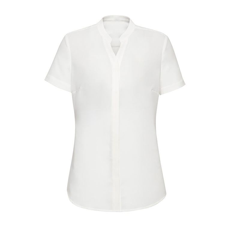 Load image into Gallery viewer, Biz Juliette Women’s Plain Blouse showcasing a lightweight, easy-fit design with a concealed placket and back box pleat for workplace comfort and durability, ideal for professional attire in active environments.