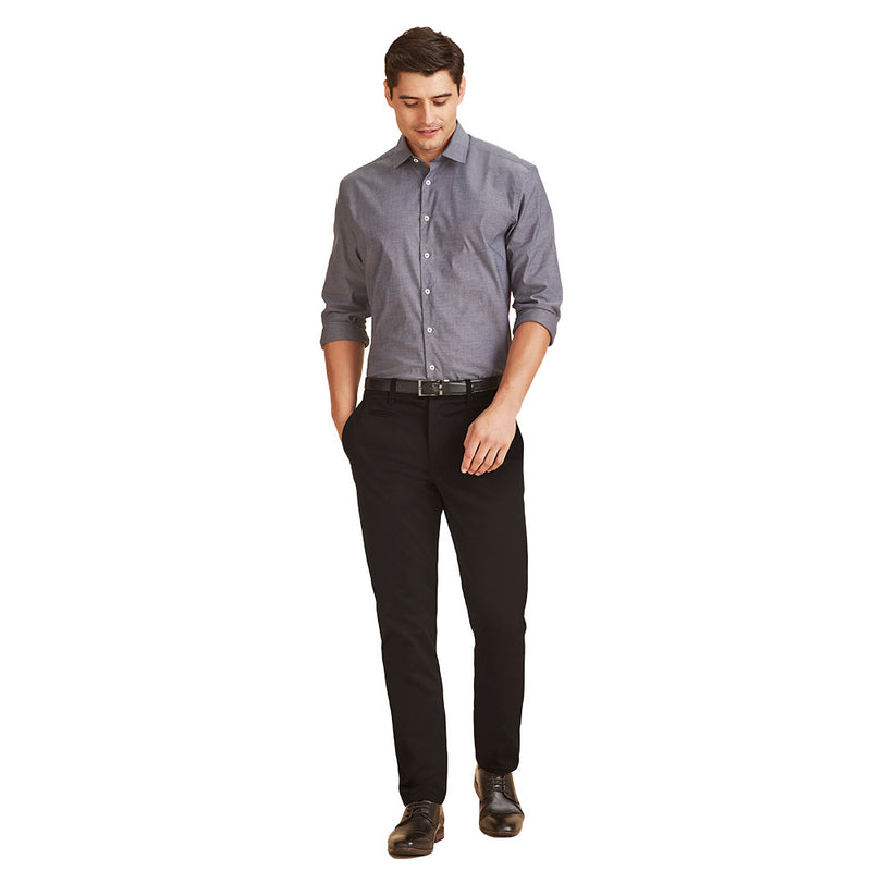 Load image into Gallery viewer, Biz Mens Traveller Modern Stretch Chino Pant featuring a straight cut with two side slant pockets, two back patch pockets, tortoise shell button, and adjustable seam allowance for a comfortable fit.