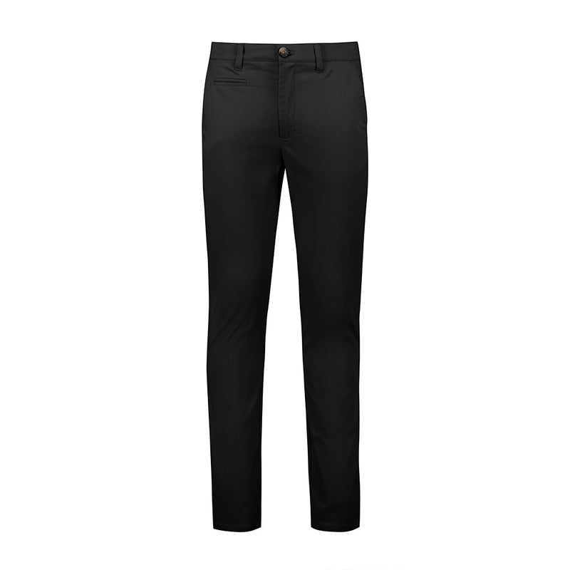 Load image into Gallery viewer, Biz Mens Traveller Modern Stretch Chino Pant with a straight leg cut, featuring two back patch pockets, slant front side pockets, six belt loops, and a metal fly zip.