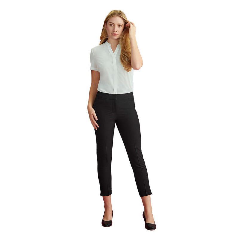Load image into Gallery viewer, Biz Siena 7/8 Mid-Waist Slim Leg Pant features no-gap angled pockets, a shaped wide waistband, and hem splits for a polished look, ideal for corporate or functional roles.