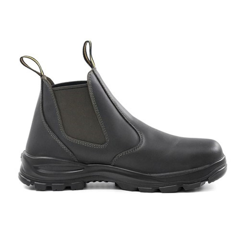 Load image into Gallery viewer, Bison Ridge Safety Boots featuring a wide fit sole and steel toe cap, designed for durability and comfort with a leather upper and TPU sole, ideal for workplace safety needs.