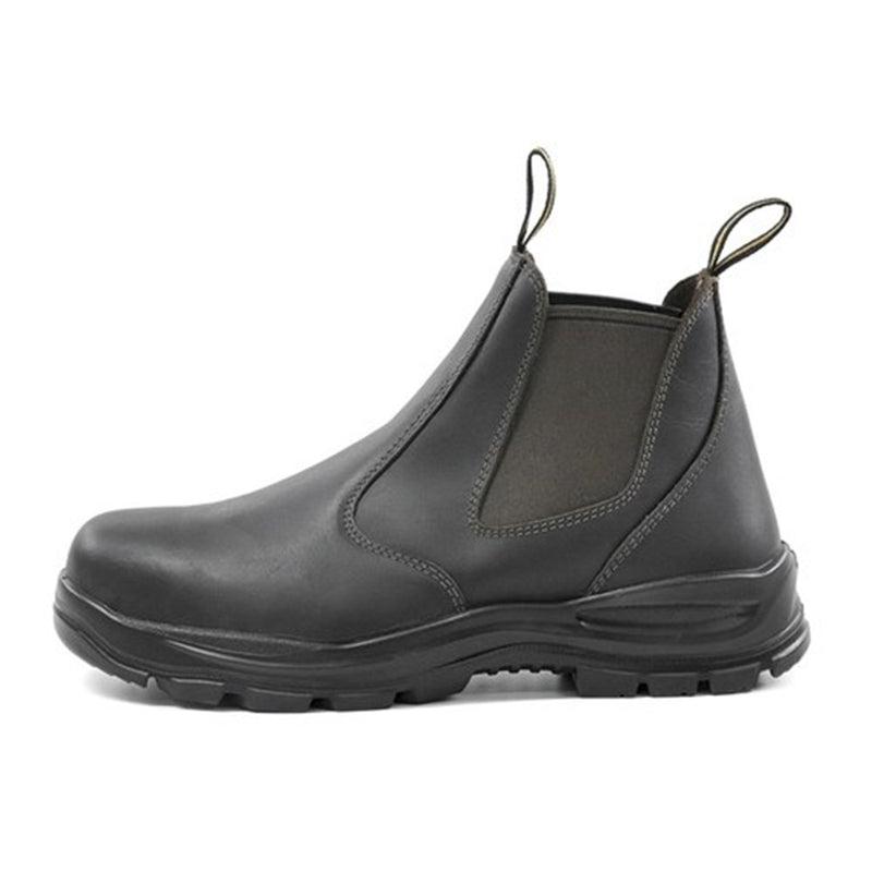 Load image into Gallery viewer, Bison Ridge Safety Boots featuring a moulded footbed, steel toe cap, and reinforced elastic side gussets, designed for enhanced grip and comfort, ideal for workplace safety in harsh conditions.