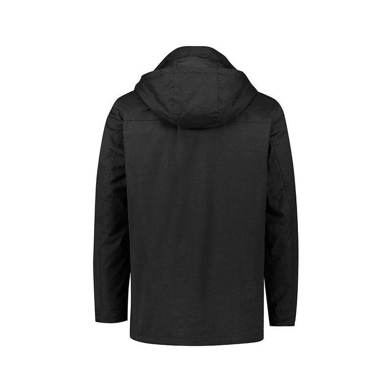 Load image into Gallery viewer, Biz Mens Melbourne Comfort Jacket with lightweight filling, detachable hood, storm cover over front zip, and multiple pockets. Ideal for cooler months, it features a water-repellent finish and adjustable cuffs.