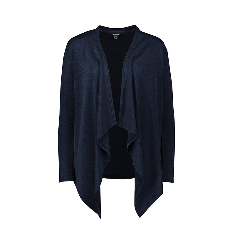 Load image into Gallery viewer, Biz Sofia Women’s Waterfall Cardigan with long sleeves and elegant waterfall drapes, ideal for smart or corporate looks, blending warmth and durability with a wool blend knit.