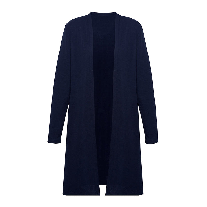 Load image into Gallery viewer, Biz Ladies Chelsea Long Line Cardigan, a versatile wool blend knit, ideal for layering in varying climates, combining warmth and durability, perfect for both cold winters and cool office environments.