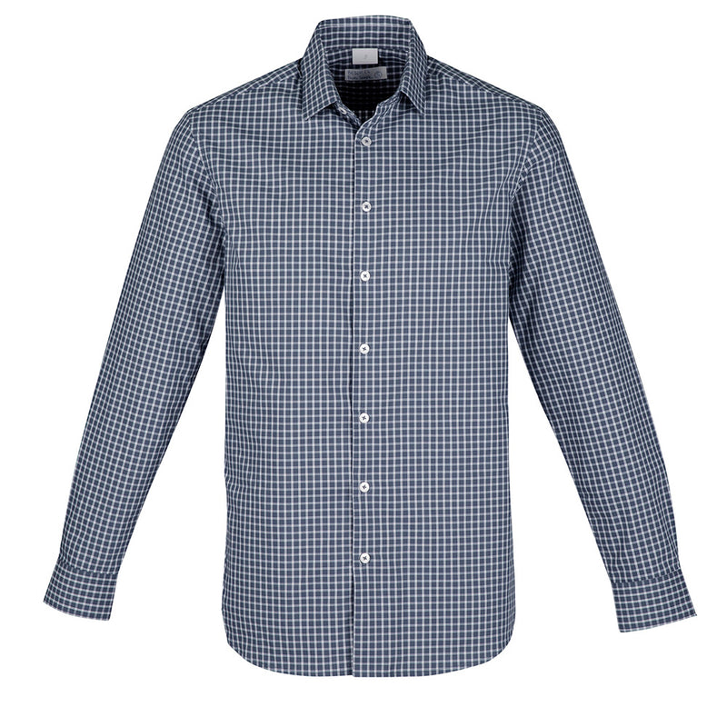 Load image into Gallery viewer, Biz Noah Long Sleeve Shirt featuring a checkered pattern, button-down collar, and breathable, lightweight fabric. Ideal for smart casual or work settings, aligning with Active Safety's commitment to quality workwear.