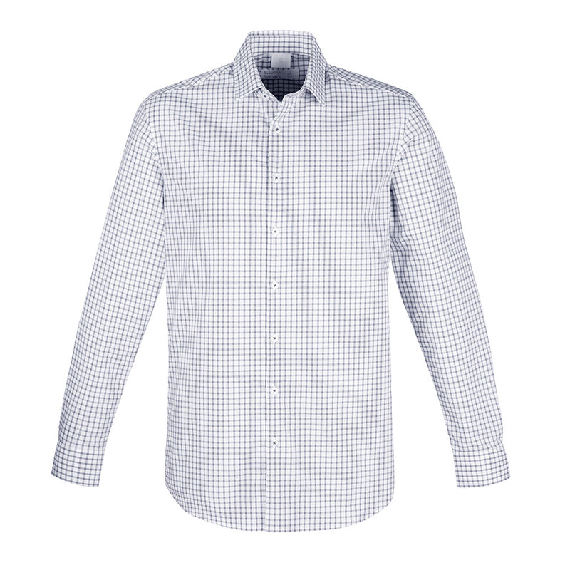 Load image into Gallery viewer, Biz Noah Long Sleeve Shirt features a checkered pattern ideal for smart-casual settings. Crafted from 100% cotton, it combines breathable comfort with easy-care maintenance, aligning with Active Safety's workwear focus.
