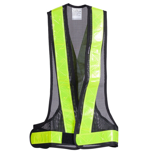 Hi Vis Harness Safety Vest featuring reflective strips, crafted from lightweight, breathable UV-stabilized mesh with adjustable Velcro sides and front, ideal for safety in various work environments.