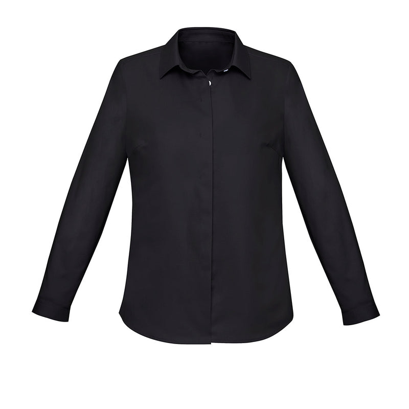 Load image into Gallery viewer, Biz Womens Charlie Long Sleeve Shirt features a semi-fitted design with a slimline collar, concealed placket, and adjustable cuffs, ideal for professional work environments, embodying Active Safety's commitment to stylish, functional workwear.